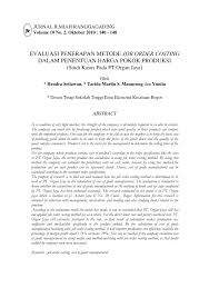 · perhitungan total biaya produksi menjadi barang dalam proses. Pdf Evaluasi Penerapan Metode Job Order Costing Dalam Penentuan Harga Pokok Produksi Studi Kasus Pada Pt Organ Jaya