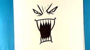 Start the top of the head. How To Draw Scary Fangs Face Halloween Drawings Youtube