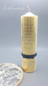 Hochzeitskerze Mit Trauspruch Korintherbrief Gold Dunkelblau Individuell Gestaltet Spruche Hochzeit Hochzeit Hochzeitskerze