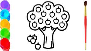 Apple tree coloring page to color, print or download. How To Draw Apple Tree Apple Tree Coloring Pages Apple Tree Coloring For Kids Drawing Apple Tree Youtube