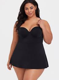 Black Floral Lattice Wireless One Piece Swim Dress Ropa Hermosa Moda Femenina Ropa Para Curvas