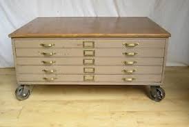 Vintage Wooden Plan Map Architects Chest Of Drawers Coffee Table Industrial Diy Industrial Furniture Coffee Table Coffee Table Plans