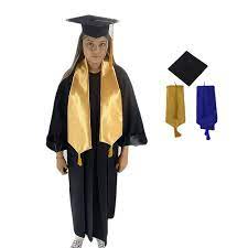 Toga Graduación Adultos, Birrete con Estola Intercambiable Azul y Dorada y  2 Borlas. (CH (14