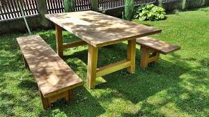 Up to 70% off everything home! Casa Padrino Garden Furniture Set Rustic Table 2 Garden Benches Length 200 Cm Oak Solid Wood Real Wood Furniture Solid