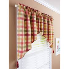 Or if you prefer a more feminine look in your kitchen, choose one of the lace valances that add a delicate touch. Better Homes Gardens Red Check Tier Valance Or Swag Valance Walmart Com Walmart Com
