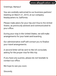 Invitation Letter For Business Visa To Us 3 Samples