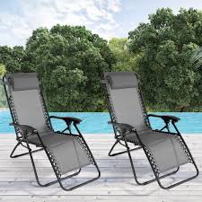 Salon de jardin pas cher menton gris clair. Chaise Longue Pliante Pas Cher Gris Anthracite Lot De 2 Id Market