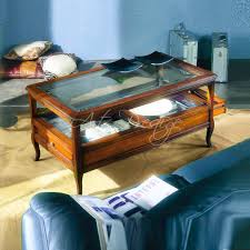 The striking solid wood structure is complete with a glass insert at the top. Art 716 Gl Glass Top Coffee Table With 2 Drawers Art Prestige Luxury Furniture