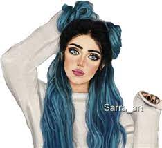 Blue Hair Spacebuns Buns Girl Tumblr Tumblrgirl White Sweet Asthetic Freetoedit Sarra Art Sarra Art Girl Art Girl