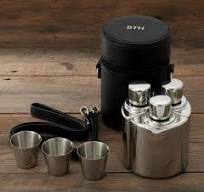 Stainless Steel 12oz Hip Flask Set with Black Case & Free Embossing