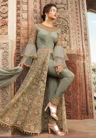 Sea Green Banglori Silk Pant Style Suit 164817 Pakistani Dress Design Designer Dresses Indian Indian Gowns