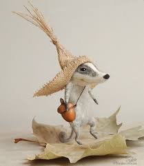 Cute Peasant Badger Needle Felted Animal Cute Character Felt Ornament Soft Sculpture Figurine Animal Forest Felt Animals Needle Felted Animals Felt Art