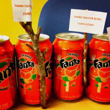 I Made These For My Co Workers I M Sure This Idea Can Be Improved Made Prettier Fanta Soda Small Sticks Fanta Stick Fanta Fanta Can Canning