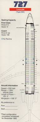 Vintage Airline Seat Map American Airlines Boeing 727 200