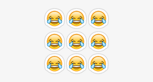 A yellow face with a big grin, uplifted eyebrows, and smiling eyes, each shedding a tear from laughing so hard. Laughing Crying Emoji Png Emoji Smilies Old Laughing Emoji Vs New Transparent Png 375x360 Free Download On Nicepng