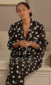 Black And White Polka Dot Pajamas Rainbow S Black And White Polka Dot Pajamas On Black Ish Polka Dots Pajamas Fashion Tracee Ellis Ross