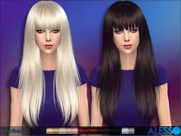 The Sims Resource Straight Hairstyle With Bangs Heartbeat Sims 4 Hairs Sims Hair Hairstyles With Bangs Womens Hairstyles