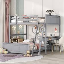 Solid Wood Loft Bunk Beds Twin Full