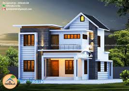 1710 Square Feet Double Floor Semi Contemporary Home Design In 2020 Flat House Design House Front Design Kerala House Design