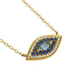 18k gold plated evil eye choker necklace boho simple chain necklace cute tiny colorful evil eye turkish protection choker necklace for women teen girls. 14k Gold Evil Eye Necklace With 4 5 Ct Diamonds And Gemstones By Beverly Hills Charm On Sale Overstock 9290721