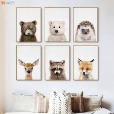 When art for kids costs this little, you can go wild adorning the bedrooms of little people with colourful prints that stimulate the imagination. Baby Polar Bear Deer Fox Hedgehog Prints Woodland Nursery Animal Wall Art Kids Room Large Canvas Painting Home Decor Framed Buy At The Price Of 2 95 In Aliexpress Com Imall Com
