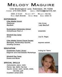 how to make a kids modeling resume