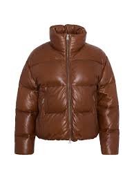 Lamarque Iris Leather Puffer Jacket In Cognac Modesens