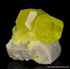 Sulfur On Aragonite Cozzo Disi Mine Casteltermini Agrigento Province Sicily Italy Miniature 50 X Minerals Raw Gemstones Crystals Minerals And Gemstones