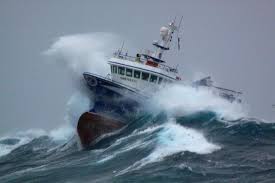 Ship Caught In The Rough Sea Of New Zealand Fishing Boats Boat Working Boat