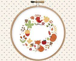 Maybe you would like to learn more about one of these? Modern Autumn Wreath With Floral Leaves Fox Bird Counted Cross Stitch Pattern Pdf Woodland Instant Download Animal Needlepoint Cs68 Cross Stitch Patterns Holiday Cross Stitch Cross Stitch Animals