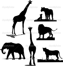 African Animal Silhouettes Black And Wh Animal Silhouette African Animals Silhouette Art
