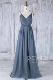 Bridesmaid Dress Steel Blue Backless Simple Wedding Dress Long Etsy Steel Blue Bridesmaid Dresses Blue Chiffon Dresses Backless Prom Dresses