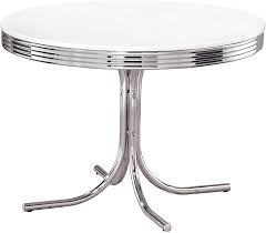 Our table tops are made one at a time by hand in the usa. Coaster Retro Round Dining Kitchen Table In Chrome White Amazon Ca Home