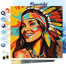 Figured'Art Mini Schilderen op Nummer Volwassenen 20x20cm met lijst  Inheemse Elegante...