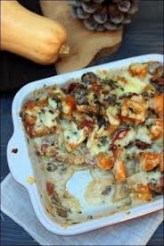 Gratin De Courge Butternut Aux Champignons Jambon Cru Et Cantal Happy Papilles Recette Recettes De Cuisine Gratin De Courge Courge Butternut