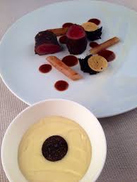 Venison Tenderloin With Mixed Peppers And Bay Salsify Confit Sauteed Black Trumpet Grand Veneur Sauce Leg Veni Venison Stew Venison Tenderloin Parsnip Puree
