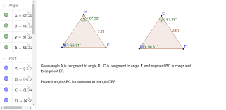 Which of these triangle pairs can be mapped to each other using a translation and a rotation about point a? Proving A Triangle Is Congruent By Aas Or Asa Theorem 4 5 Geogebra
