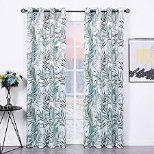 Zhufuren Blackout Curtains 2 Panels 52x84 Bamboo Leaves Print Curtains Thermal Insulated Grommets Drapes For Bamboo Curtains Thermal Curtains Printed Curtains