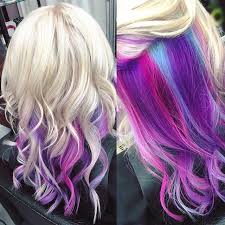 The hair is coloured in purple, green, magenta, blonde, yellow and aqua. 31 Pink And Purple Hair Looks Mermaid Hair Color Purple Blonde Hair Pink Blonde Hair