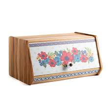 The Pioneer Woman Floral Acacia Wood Bread Box Walmart Com Pioneer Woman Bread Box Pioneer Woman Dishes Vintage Bread Boxes