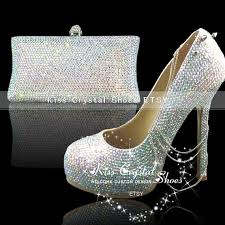 Sezy Evening Shoes Silver Comfortable Silver Wedding Shoes High Heel Platform Pumps Rainbow Crystal Silver Wedding Shoes Wedding Shoes High Heels Silver Shoes