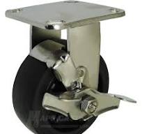 5" x 2" Rubber on Nylon Wheel Rigid Stainless Steel Caster ...