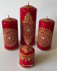 Handmadered Gold Henna Inspiredcandle Setperfect For Etsy In 2020 Henna Candles Candle Wedding Centerpieces Candle Inspiration