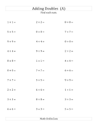 The Adding Doubles Small Numbers A Math Worksheet From The Addition Worksheet Page At Math Drills Math Fact Worksheets Integers Worksheet Doubles Worksheet