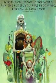 Ask The Child You Once Were And The Elder You Are Becoming They Will Guide You Simply Written Speaktoyours Illustration Art Inspiration Maiden Mother Crone