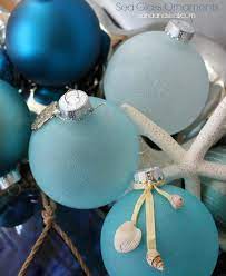 Sea glass inspirational ceramic ornament. Sea Glass Ornaments Sand And Sisal