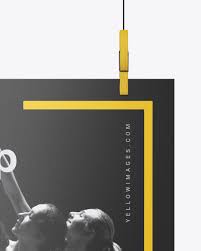 Download Glossy A3 Poster Mockup In Stationery Mockups On Yellow Images Object Mockups PSD Mockup Templates