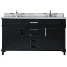 Aberdeen 60 In W X 22 In D Vanity In Black With Carrara Marble Top With White Sinks In 2020 Black Vanity Bathroom White Sink Marble Vanity Tops