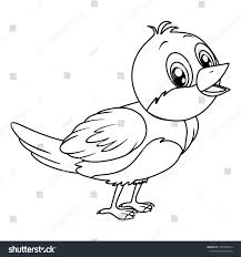 Cartoon Bird Pictures To Color Black And White Vector Illustration Of A Happy Nightingale Cute Cartoon Bird Isolated On A White Background Animal Coloring Books Cartoon Birds Coloring Books