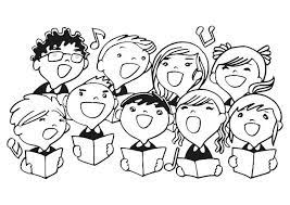 Dibujo Para Colorear Coro De Ninos Coro Ninos Cantando Y Profesor De Canto